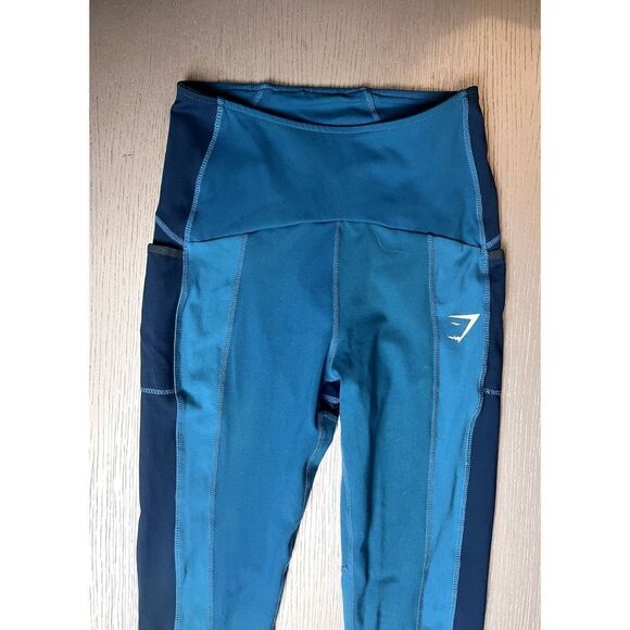 Gymshark Blue Tonal Block Leggings Athletic Size Small Used - Picture 2 of 6